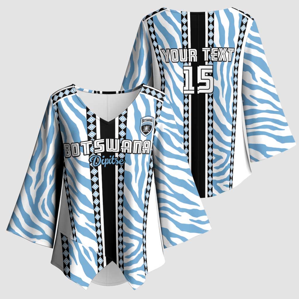 Custom Botswana Football Kimono Sleeve Blouse Botswana Rising Again - Black - African Pride