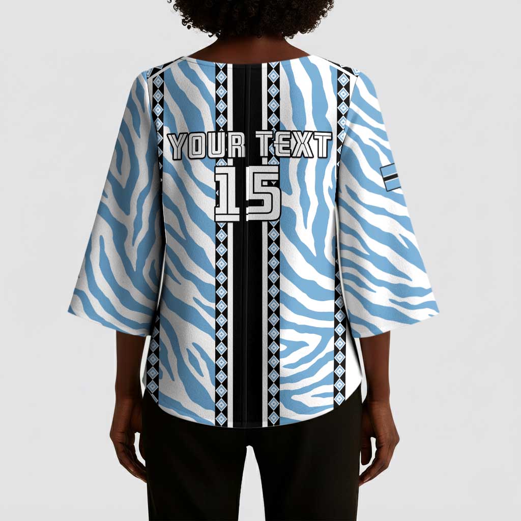 Custom Botswana Football Kimono Sleeve Blouse Botswana Rising Again - Black - African Pride