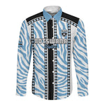 Custom Botswana Football Long Sleeve Button Shirt Botswana Rising Again - Black - African Pride