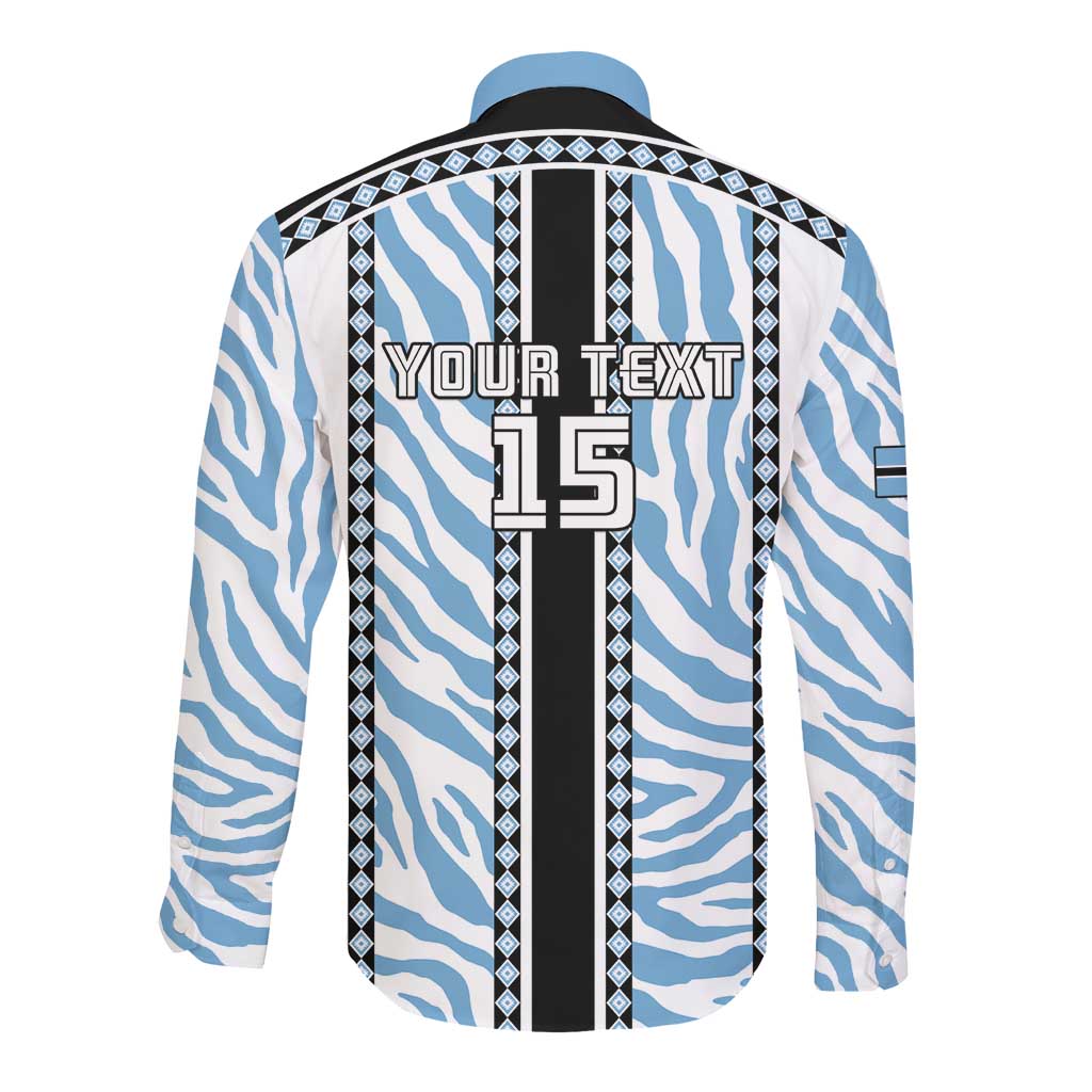 Custom Botswana Football Long Sleeve Button Shirt Botswana Rising Again - Black - African Pride