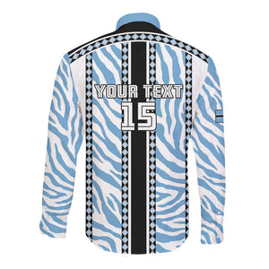 Custom Botswana Football Long Sleeve Button Shirt Botswana Rising Again - Black - African Pride