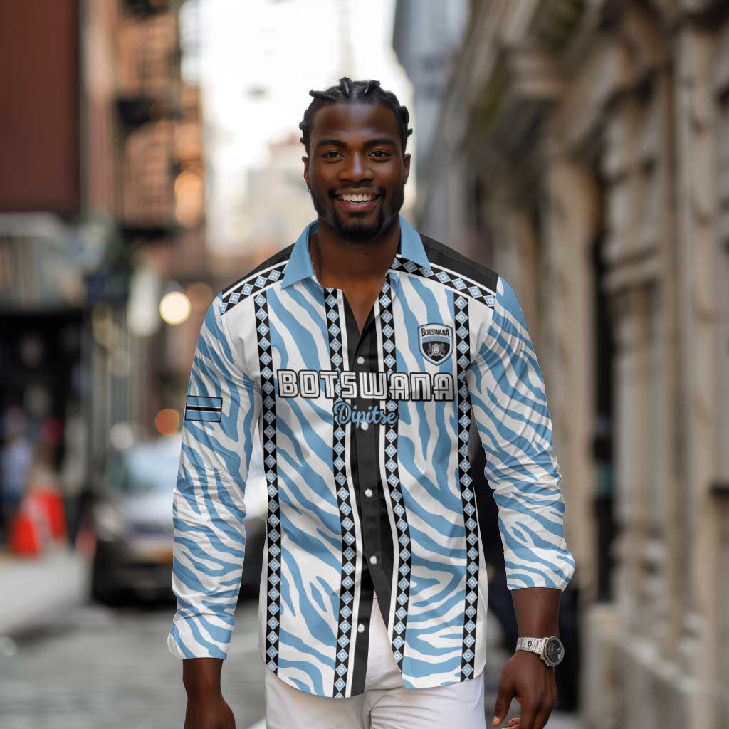 Custom Botswana Football Long Sleeve Button Shirt Botswana Rising Again - Black - African Pride