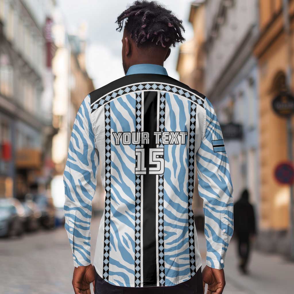 Custom Botswana Football Long Sleeve Button Shirt Botswana Rising Again - Black - African Pride