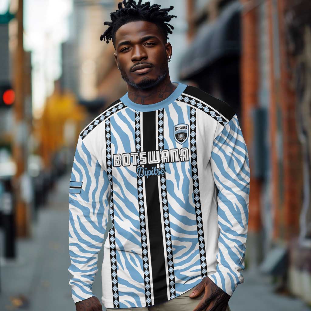 Custom Botswana Football Long Sleeve Shirt Botswana Rising Again - Black - African Pride