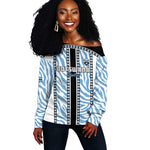 Custom Botswana Football Off Shoulder Sweater Botswana Rising Again - Black - African Pride
