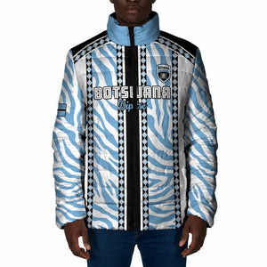Custom Botswana Football Padded Jacket Botswana Rising Again - Black - African Pride