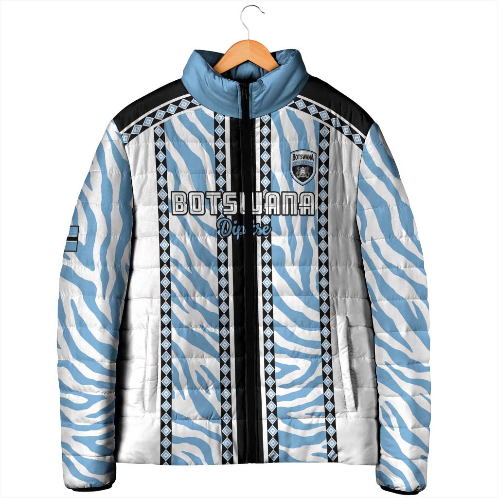 Custom Botswana Football Padded Jacket Botswana Rising Again - Black - African Pride