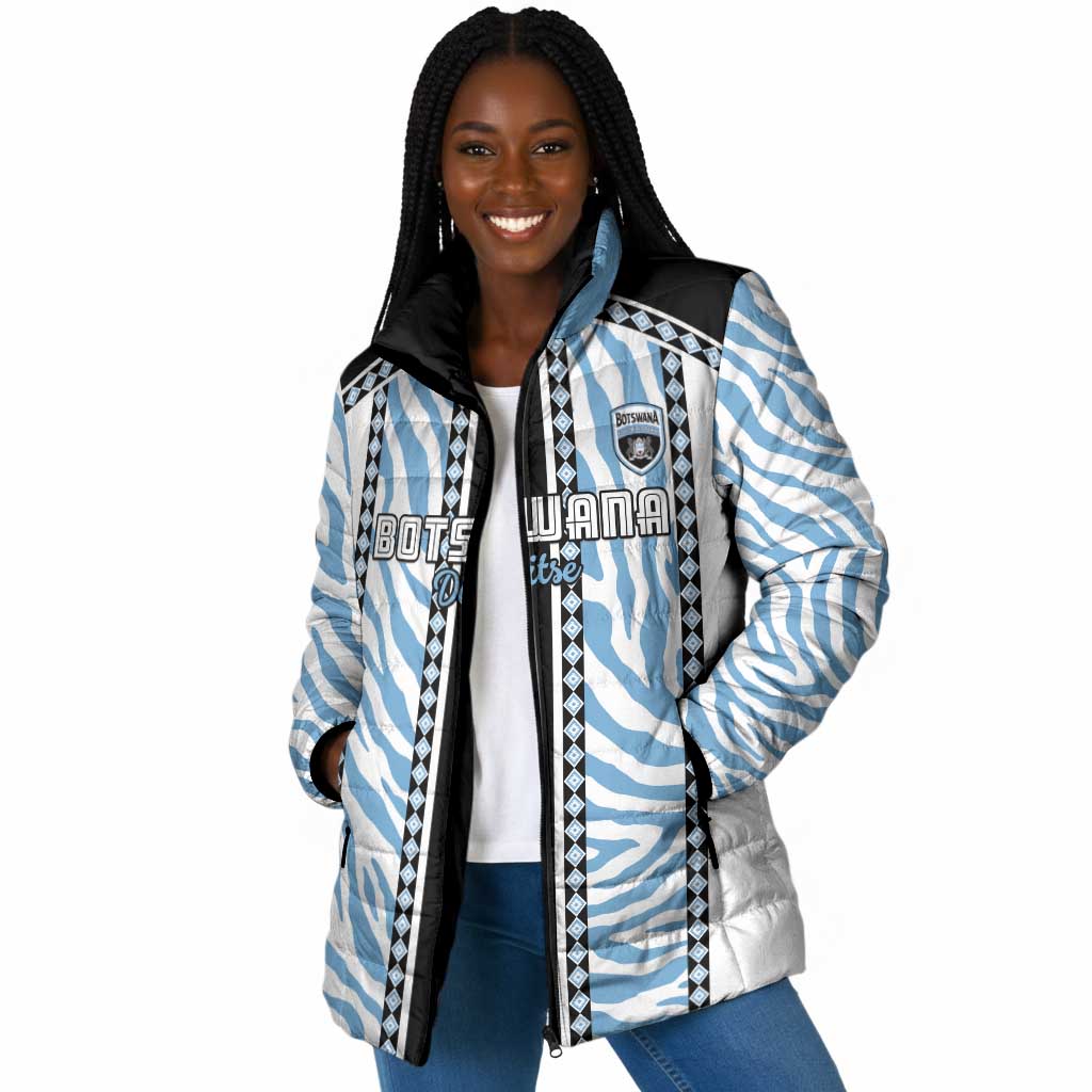 Custom Botswana Football Padded Jacket Botswana Rising Again - Black - African Pride