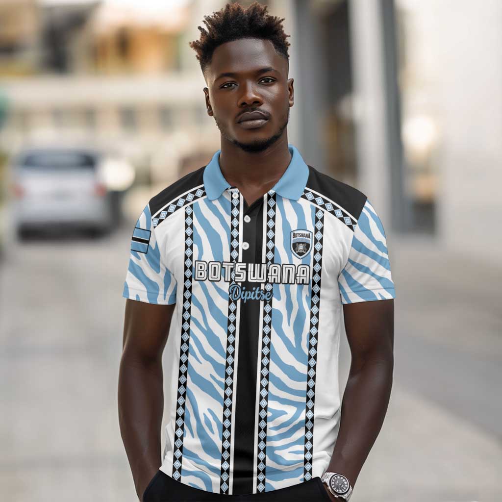 Custom Botswana Football Polo Shirt Botswana Rising Again - Black LT15