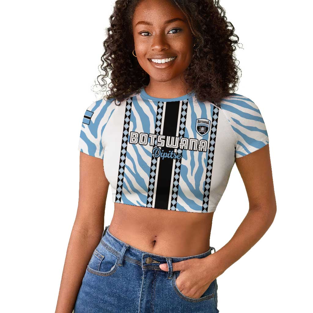 Custom Botswana Football Raglan Cropped T shirt Botswana Rising Again - Black LT15