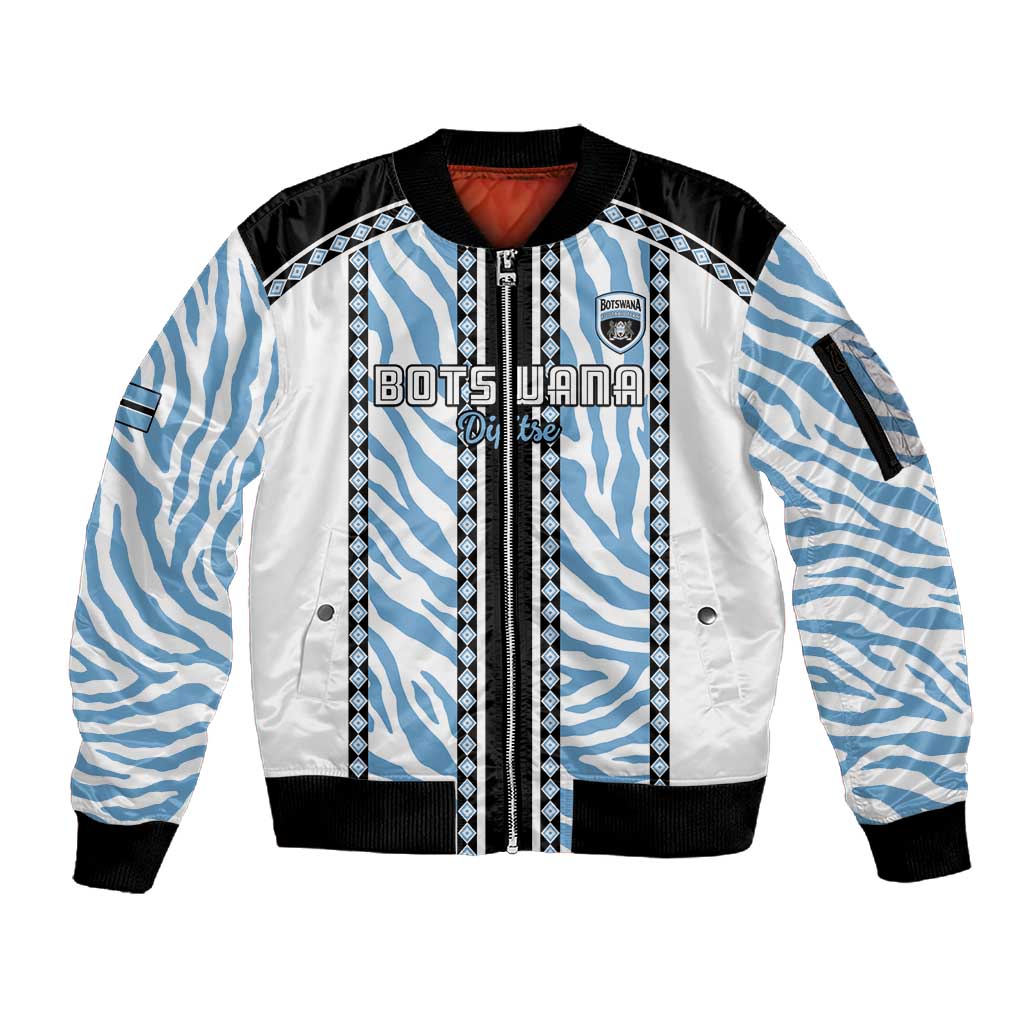 Custom Botswana Football Sleeve Zip Bomber Jacket Botswana Rising Again - Black - African Pride