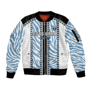 Custom Botswana Football Sleeve Zip Bomber Jacket Botswana Rising Again - Black - African Pride