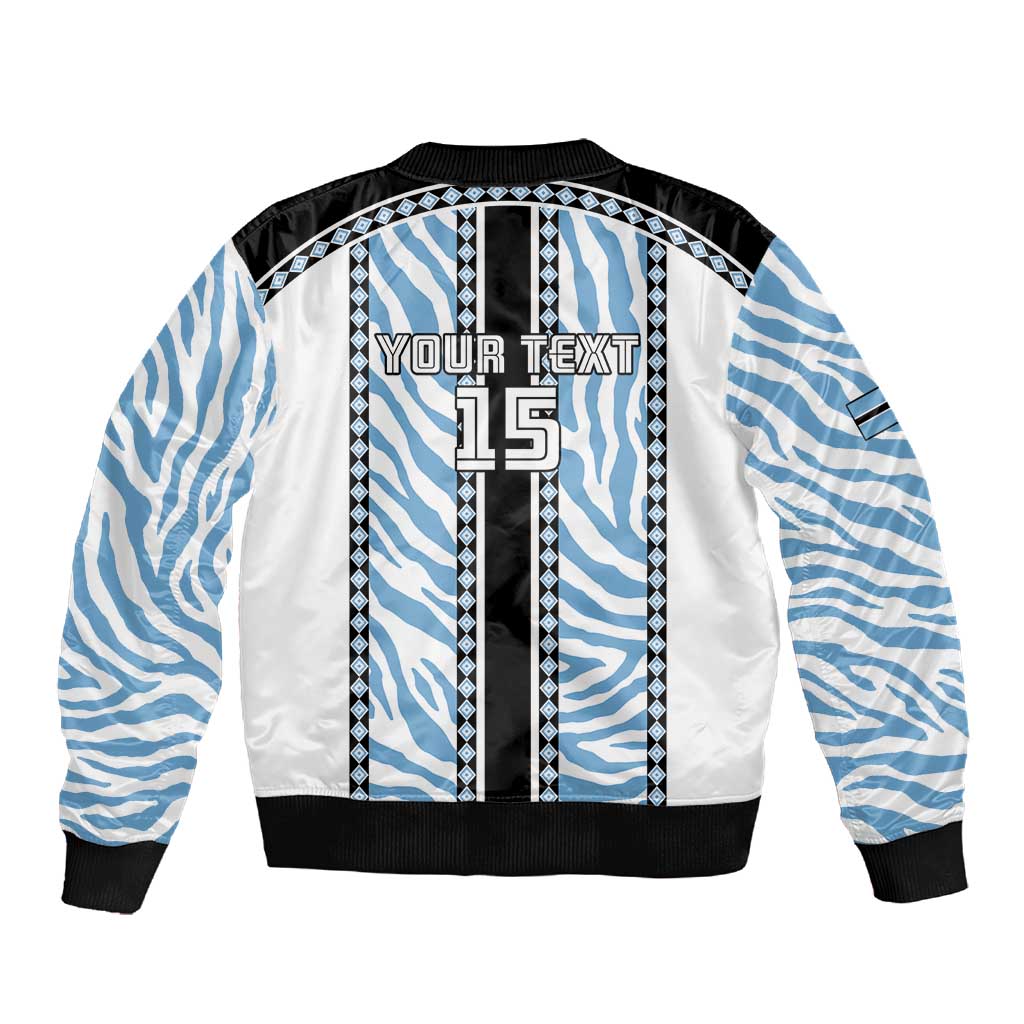 Custom Botswana Football Sleeve Zip Bomber Jacket Botswana Rising Again - Black - African Pride