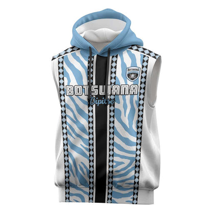 Custom Botswana Football Sleeveless Hoodie Botswana Rising Again - Black - African Pride