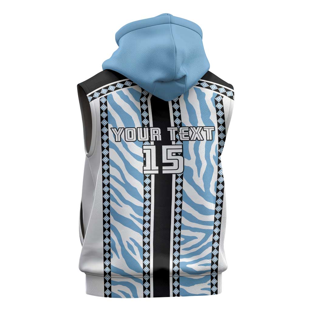 Custom Botswana Football Sleeveless Hoodie Botswana Rising Again - Black - African Pride