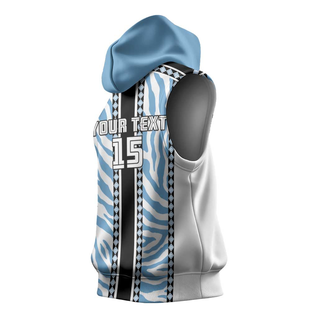 Custom Botswana Football Sleeveless Hoodie Botswana Rising Again - Black - African Pride