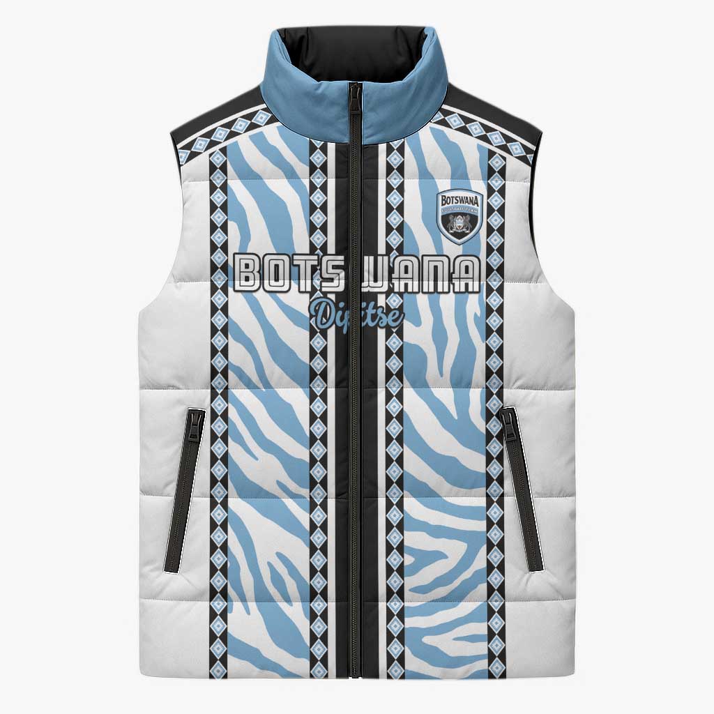 Custom Botswana Football Sleeveless Puffer Jacket Botswana Rising Again - Black - African Pride