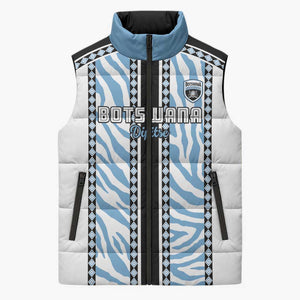Custom Botswana Football Sleeveless Puffer Jacket Botswana Rising Again - Black - African Pride