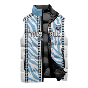 Custom Botswana Football Sleeveless Puffer Jacket Botswana Rising Again - Black - African Pride