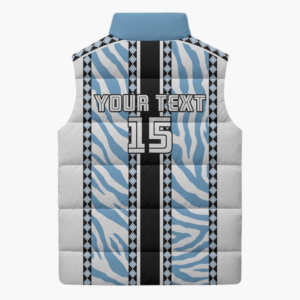 Custom Botswana Football Sleeveless Puffer Jacket Botswana Rising Again - Black - African Pride