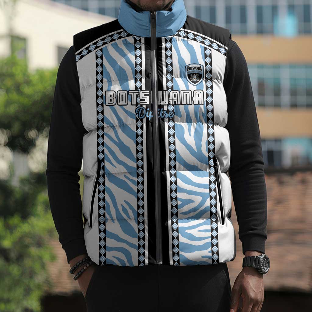 Custom Botswana Football Sleeveless Puffer Jacket Botswana Rising Again - Black - African Pride