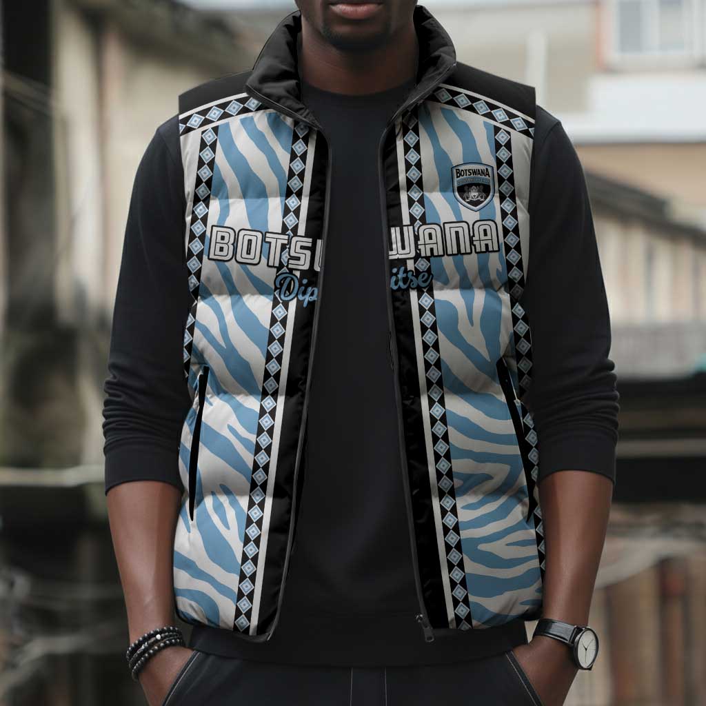 Custom Botswana Football Sleeveless Puffer Jacket Botswana Rising Again - Black - African Pride