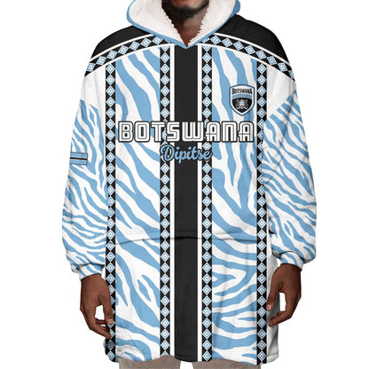 Custom Botswana Football Wearable Blanket Hoodie Botswana Rising Again - Black - African Pride