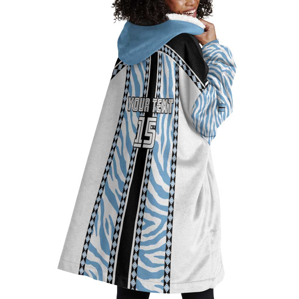 Custom Botswana Football Wearable Blanket Hoodie Botswana Rising Again - Black - African Pride