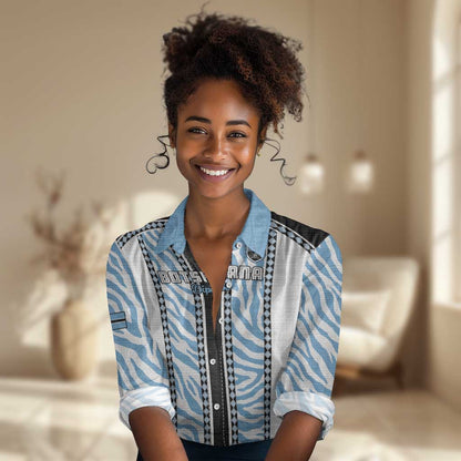 Custom Botswana Football Women Casual Shirt Botswana Rising Again - Black - African Pride