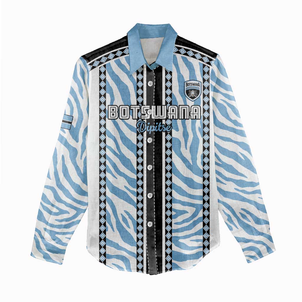 Custom Botswana Football Women Casual Shirt Botswana Rising Again - Black - African Pride