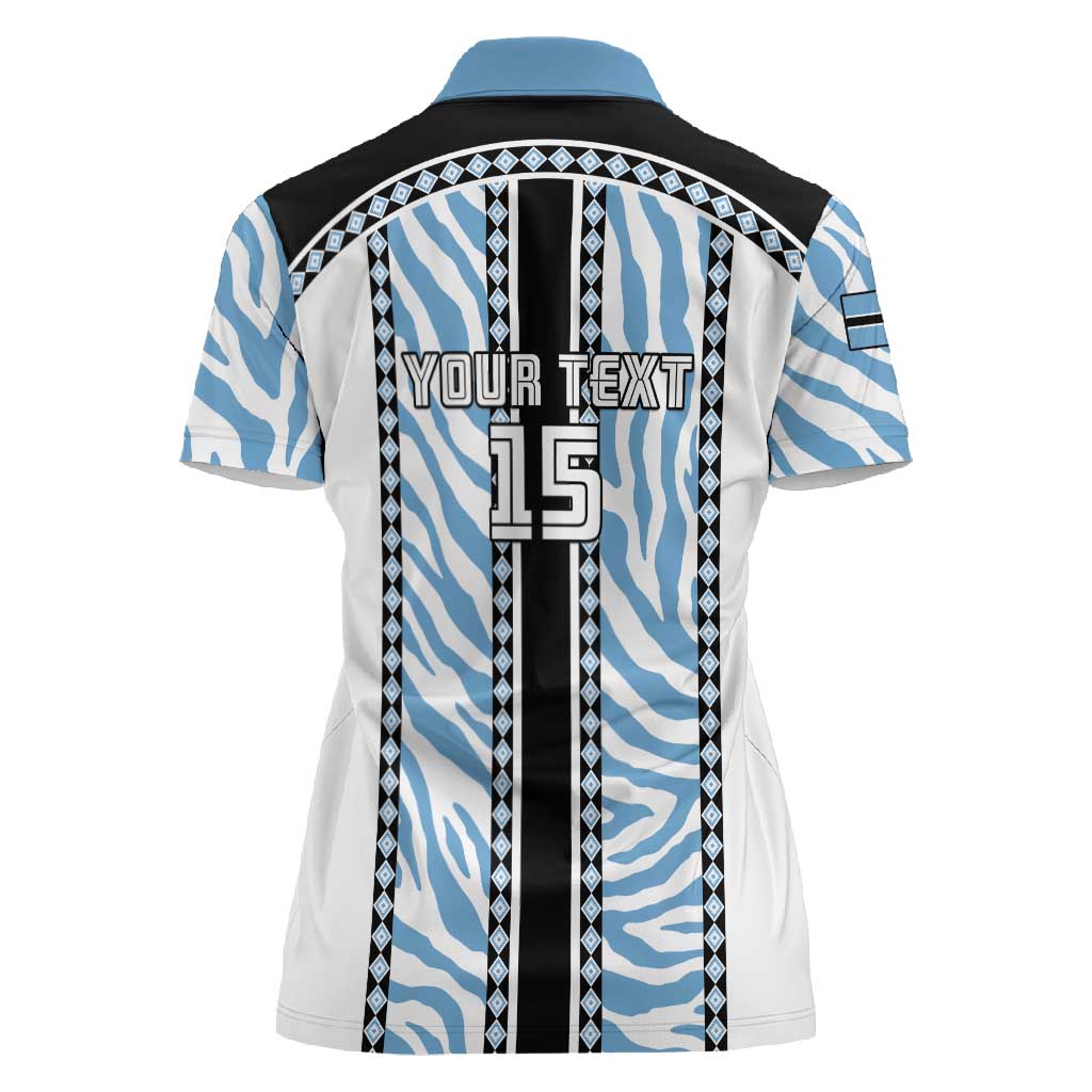 Custom Botswana Football Women Polo Shirt Botswana Rising Again - Black LT15