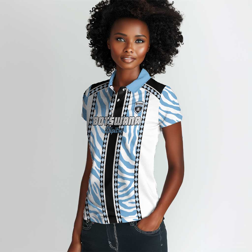 Custom Botswana Football Women Polo Shirt Botswana Rising Again - Black LT15
