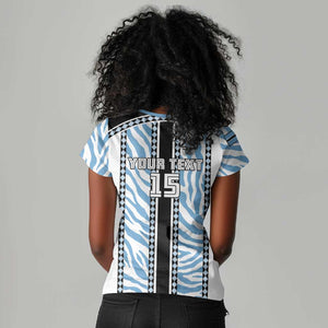 Custom Botswana Football Women V-Neck T-Shirt Botswana Rising Again - Black LT15