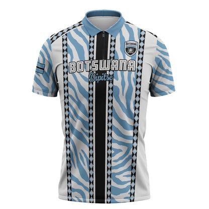 Custom Botswana Football Zipper Polo Shirt Botswana Rising Again - Black - African Pride