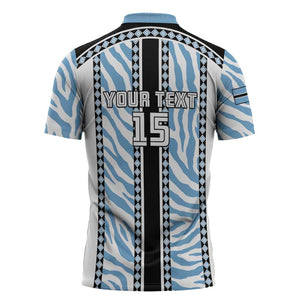 Custom Botswana Football Zipper Polo Shirt Botswana Rising Again - Black - African Pride