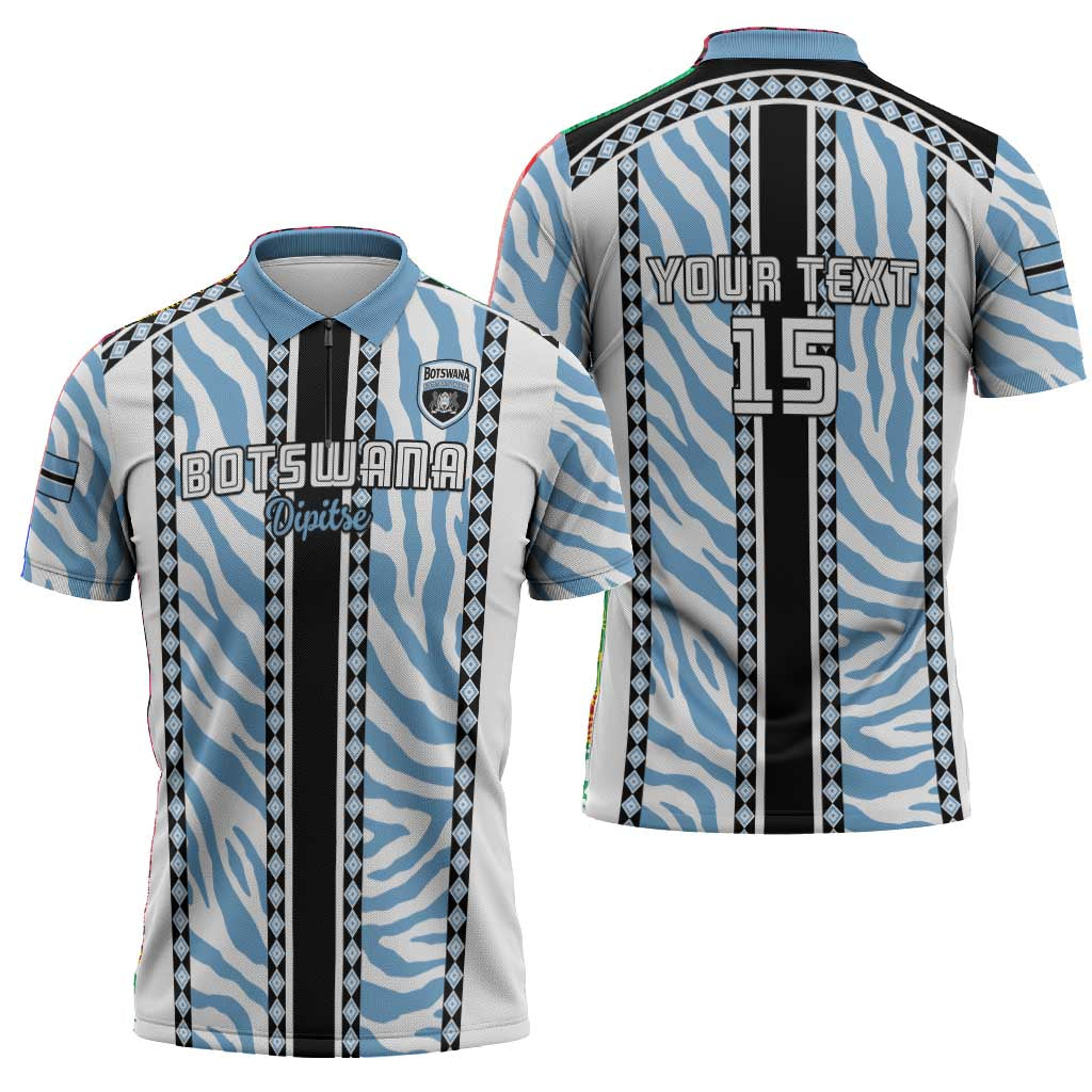 Custom Botswana Football Zipper Polo Shirt Botswana Rising Again - Black - African Pride