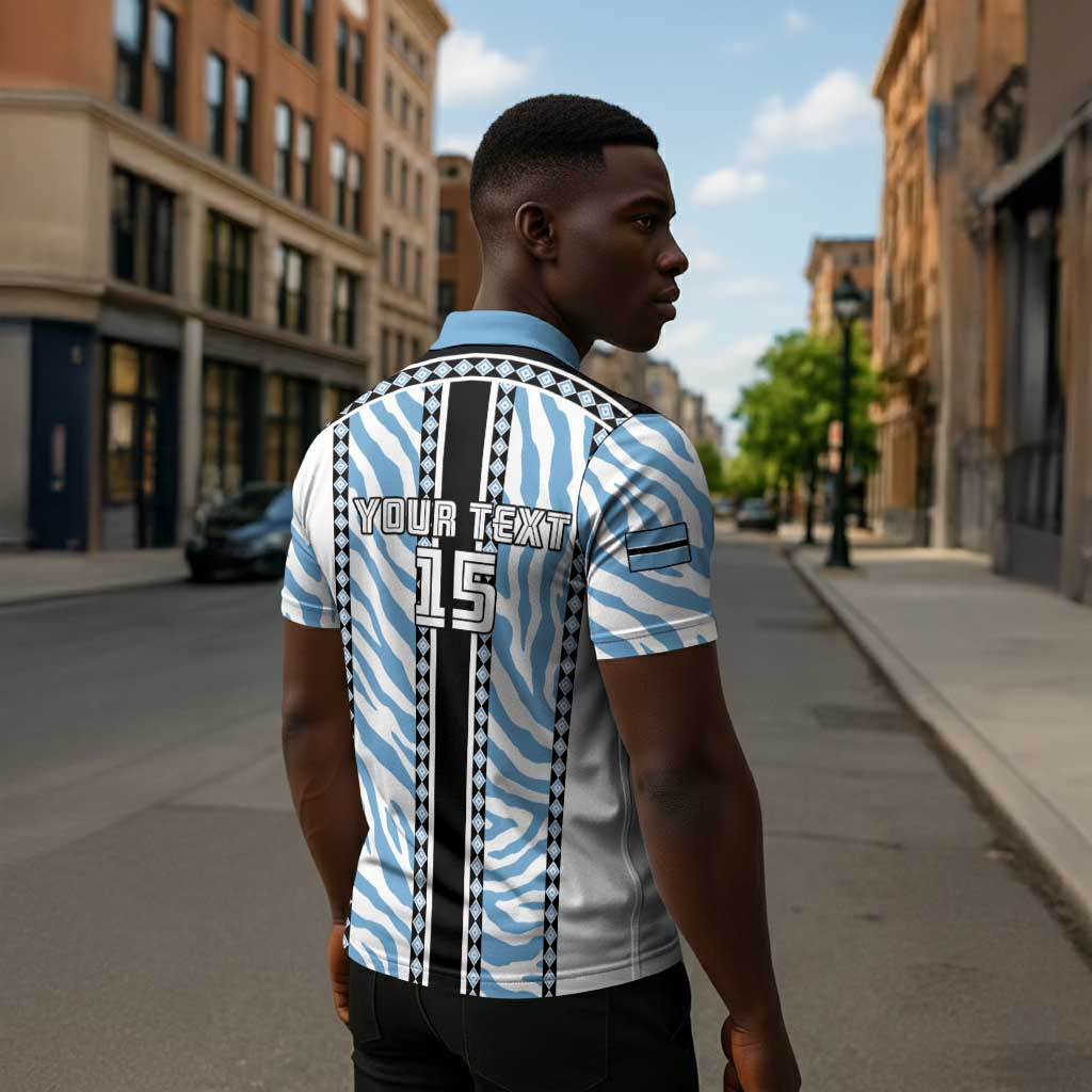 Custom Botswana Football Zipper Polo Shirt Botswana Rising Again - Black - African Pride