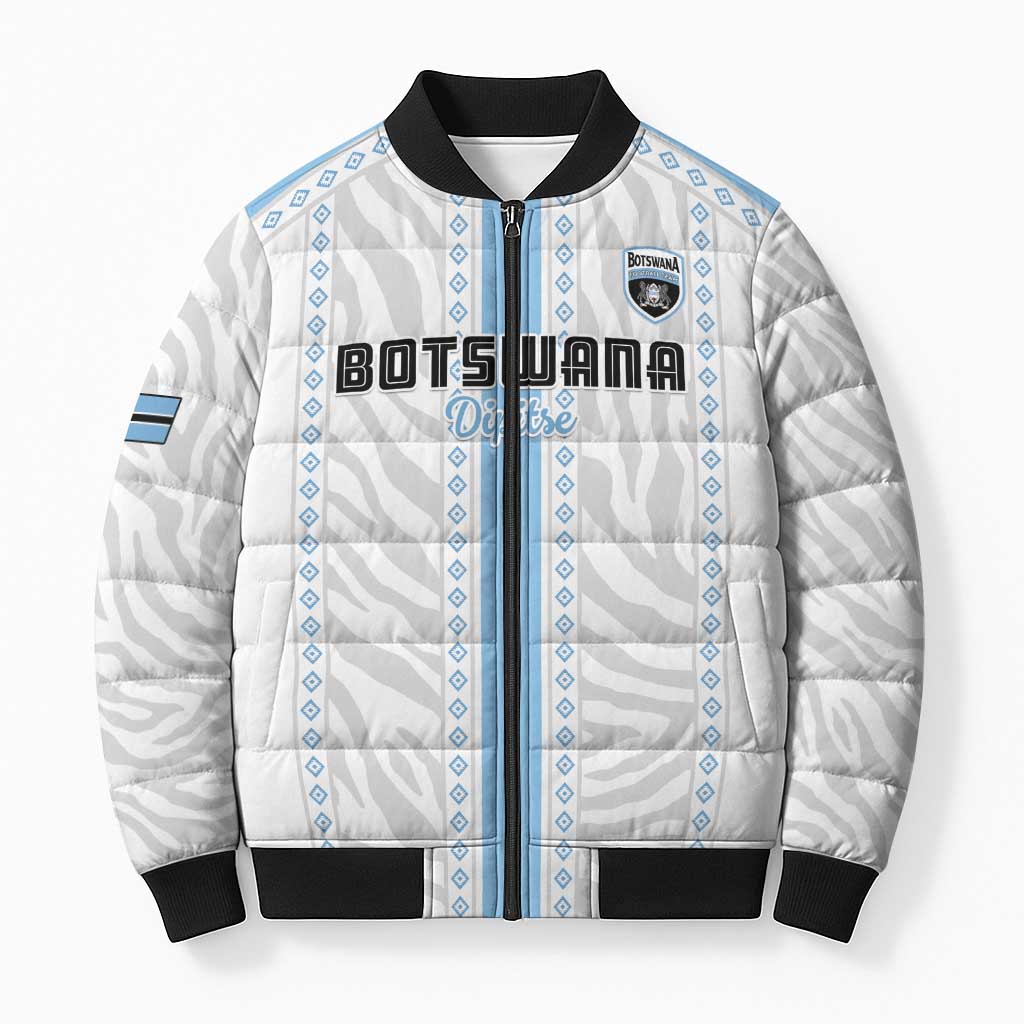 Custom Botswana Football Bomber Puffer Jacket Botswana Rising Again - Blue - African Pride
