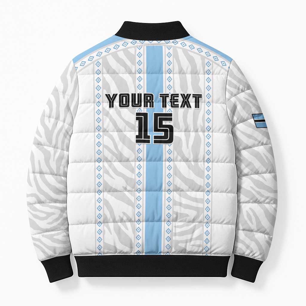 Custom Botswana Football Bomber Puffer Jacket Botswana Rising Again - Blue - African Pride