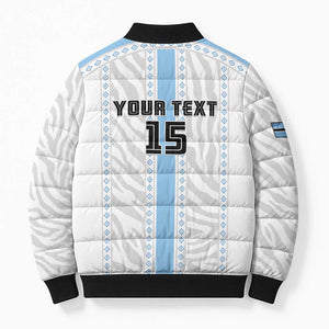 Custom Botswana Football Bomber Puffer Jacket Botswana Rising Again - Blue - African Pride