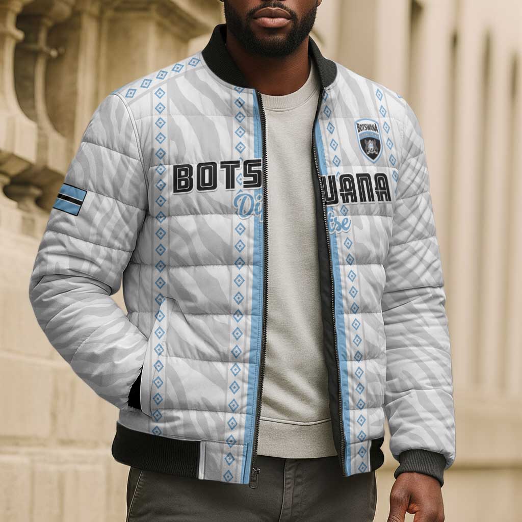 Custom Botswana Football Bomber Puffer Jacket Botswana Rising Again - Blue - African Pride