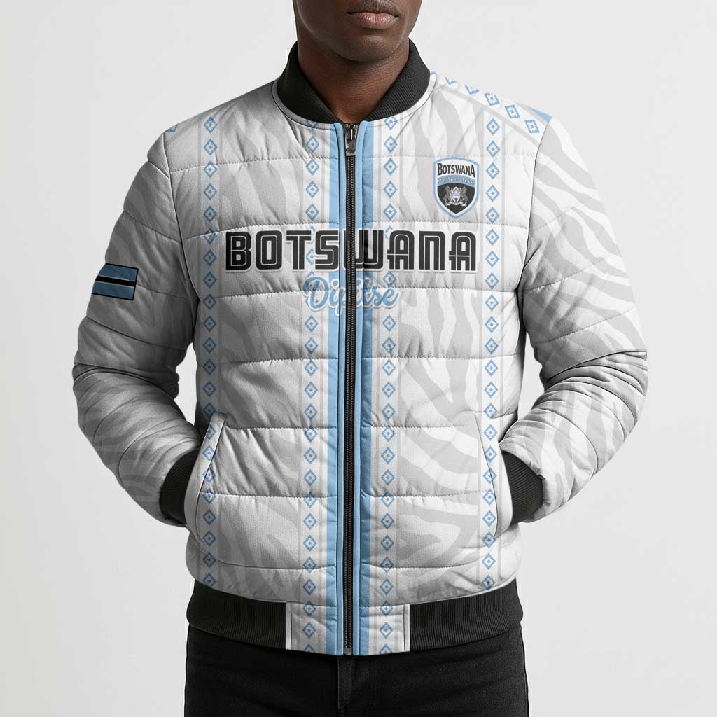 Custom Botswana Football Bomber Puffer Jacket Botswana Rising Again - Blue - African Pride