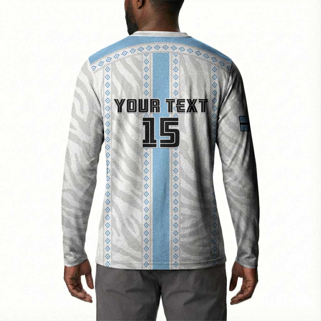 Custom Botswana Football Button Sweatshirt Botswana Rising Again - Blue