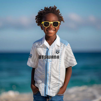 Custom Botswana Football Kid Hawaiian Shirt Botswana Rising Again - Blue LT15