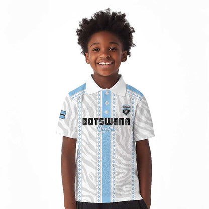 Custom Botswana Football Kid Polo Shirt Botswana Rising Again - Blue LT15