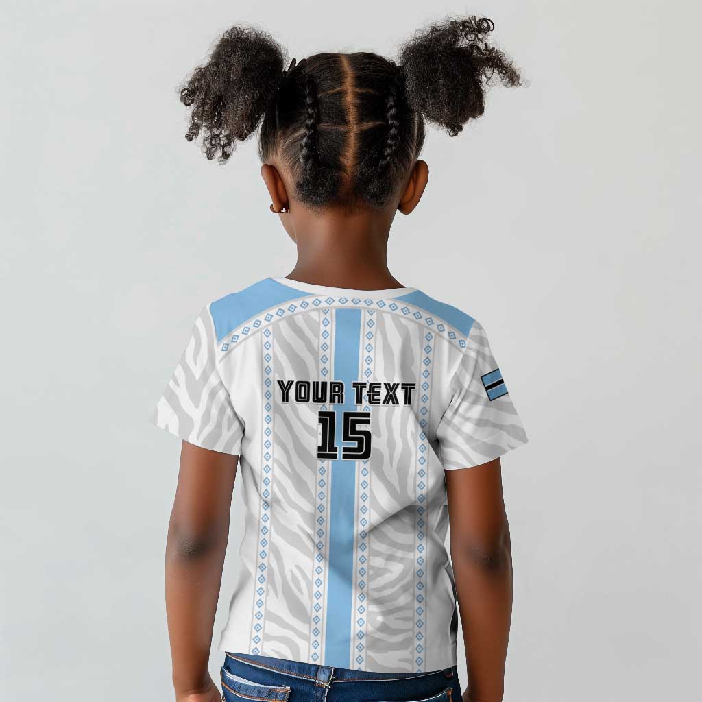 Custom Botswana Football Kid T shirt Botswana Rising Again - Blue LT15