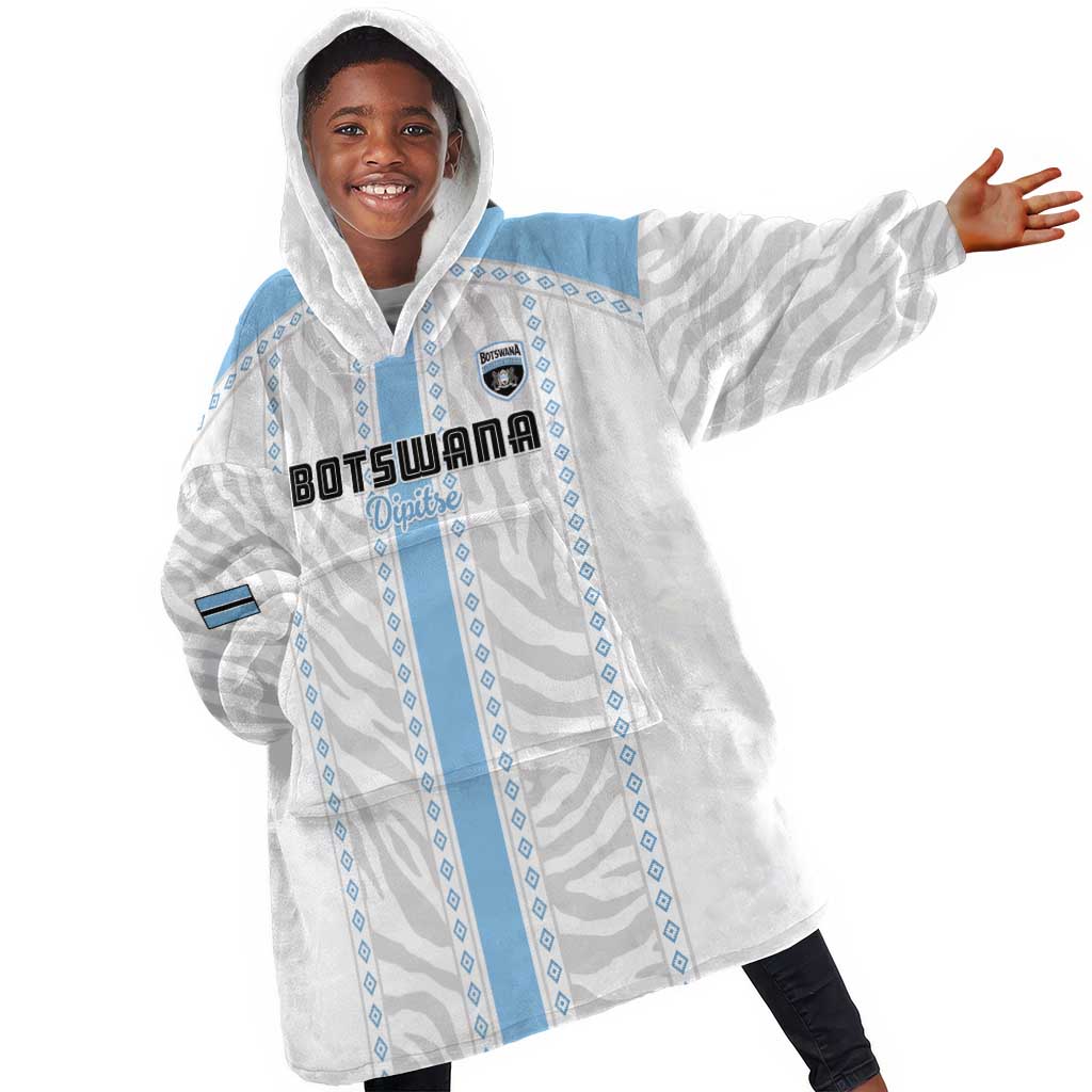 Custom Botswana Football Kid Wearable Blanket Hoodie Botswana Rising Again - Blue - African Pride