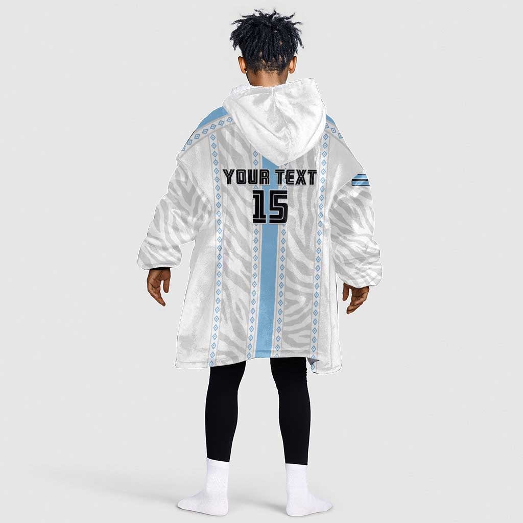 Custom Botswana Football Kid Wearable Blanket Hoodie Botswana Rising Again - Blue - African Pride