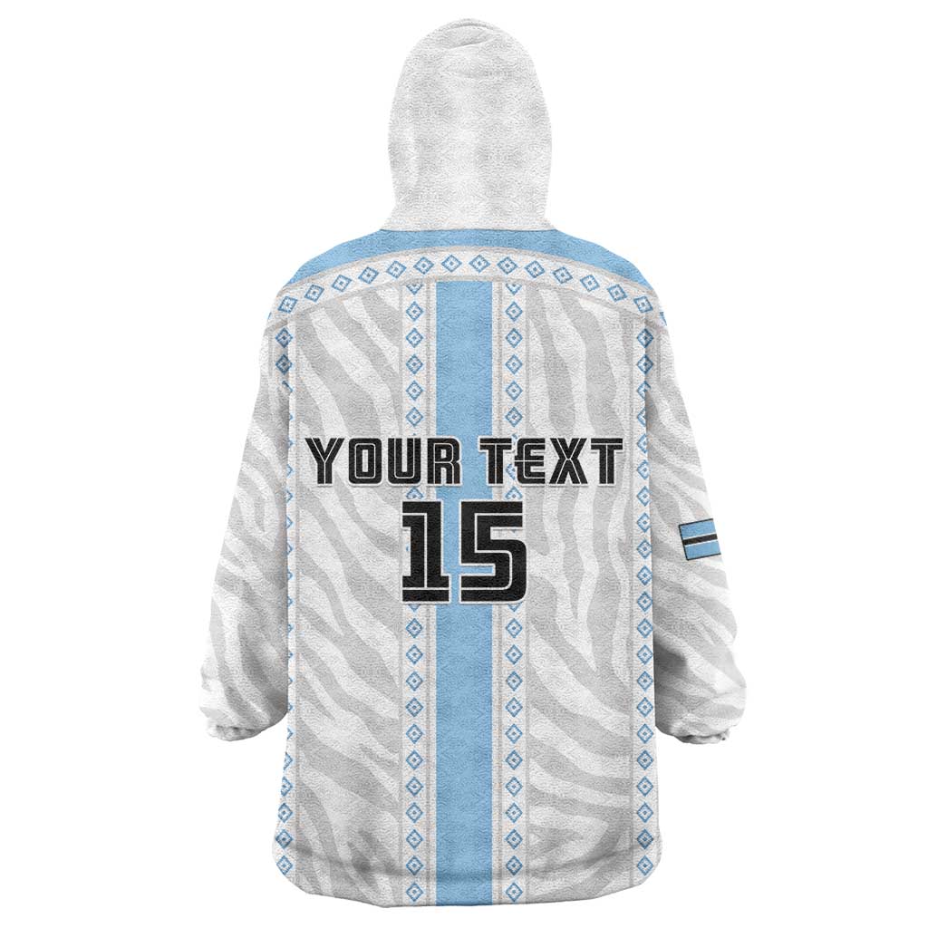 Custom Botswana Football Kid Wearable Blanket Hoodie Botswana Rising Again - Blue - African Pride
