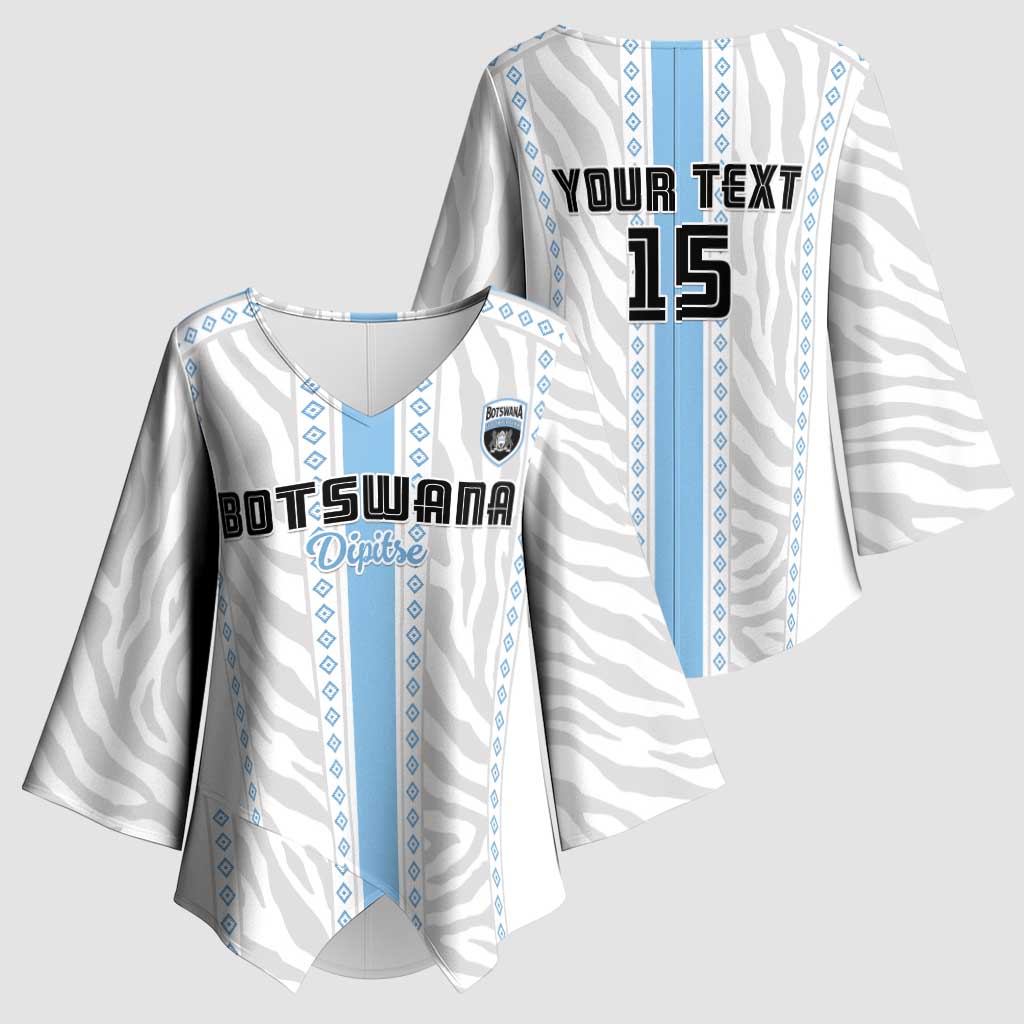 Custom Botswana Football Kimono Sleeve Blouse Botswana Rising Again - Blue - African Pride